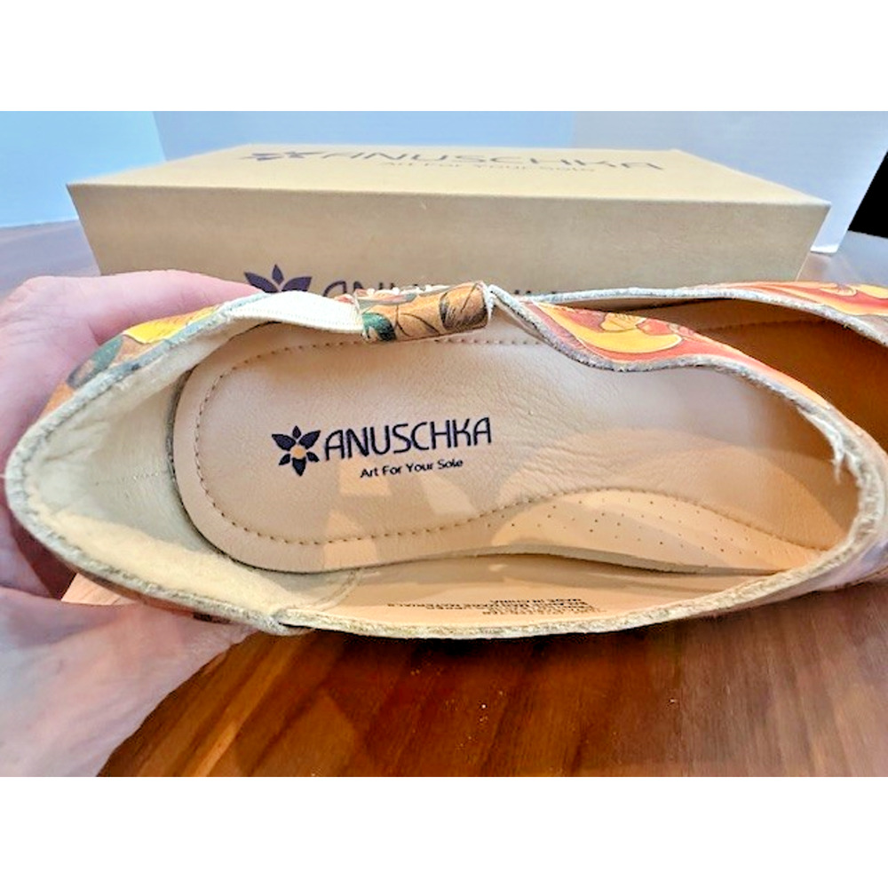 Anuschka Mary Jane Shoes Sz 10 Floral Paradise Tan Butterfly Leather 4215 $199 - Picture 5 of 15